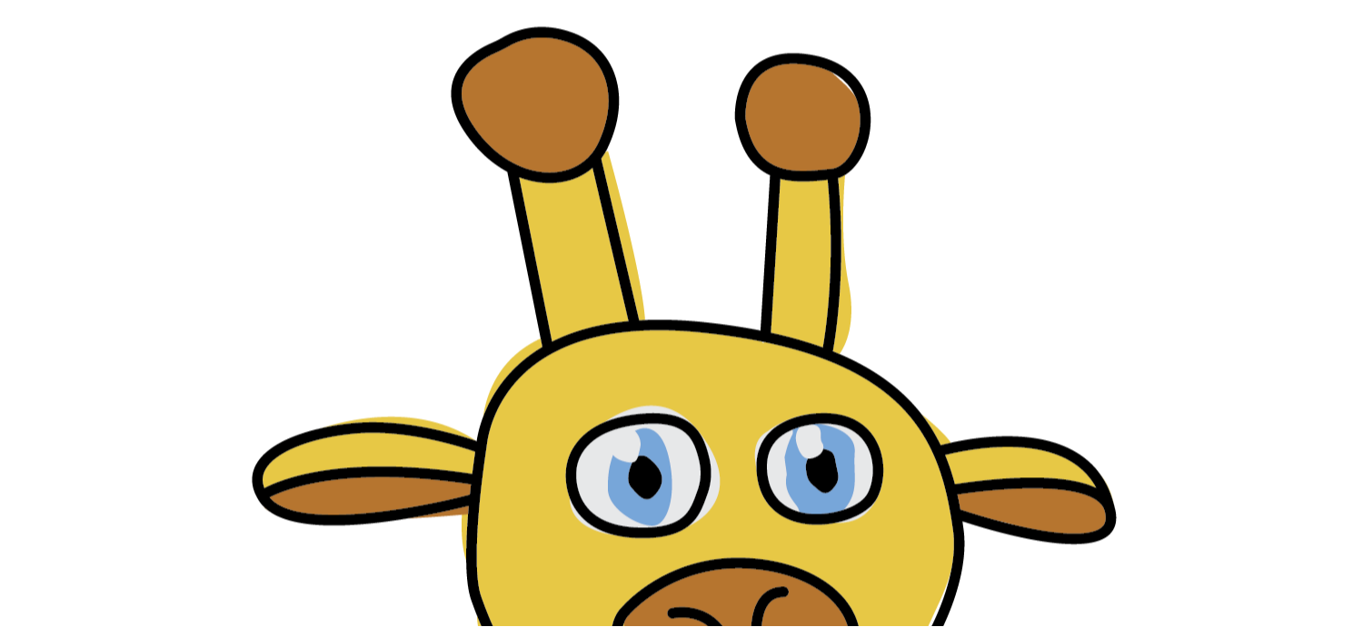Cartoon giraffe head with a simple design w background